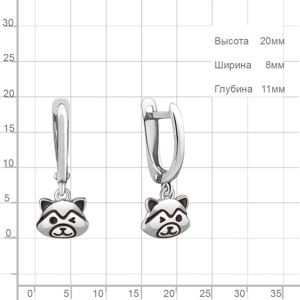 Серьги AQUAMARINE 34097 вес 2.4 г серебро, эмаль купить,NaN