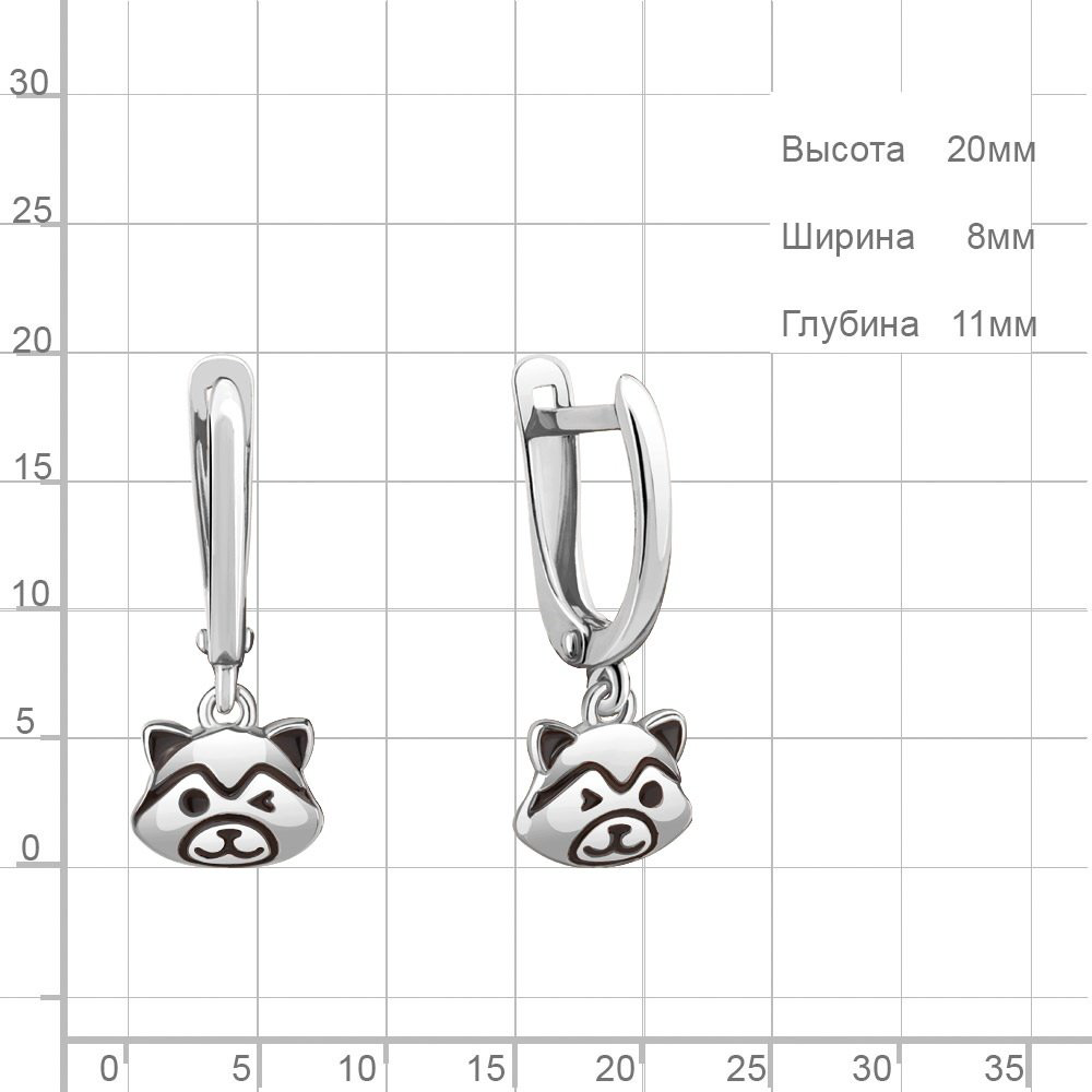 Серьги AQUAMARINE 34097 вес 2.4 г серебро, эмаль купить,NaN
