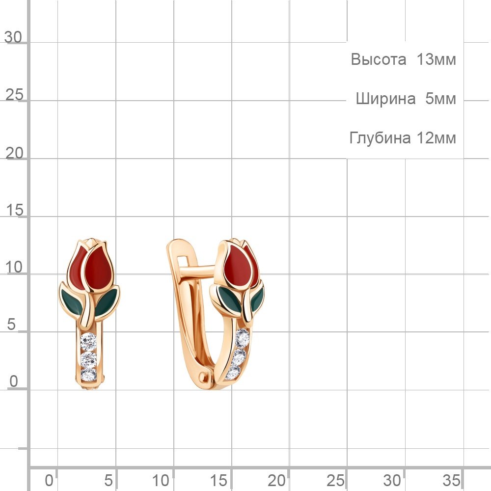 Серьги AQUAMARINE 49788А_a вес 1.42 г серебро, эмаль, фианит купить,NaN