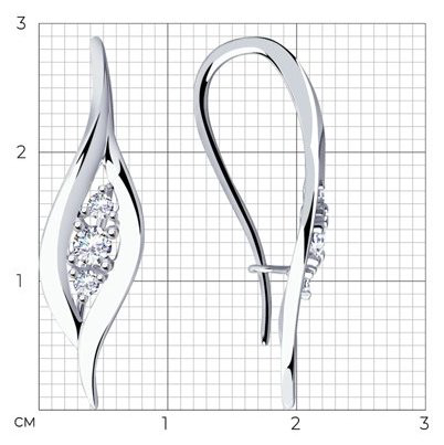Серьги Diamant 94-120-00873-1 вес 2.43 г серебро, фианит купить,NaN