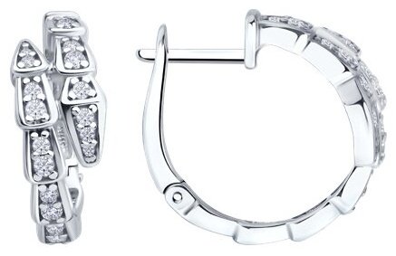 Серьги Diamant 94-120-02299-1 вес 5.93 г серебро, фианит купить,NaN