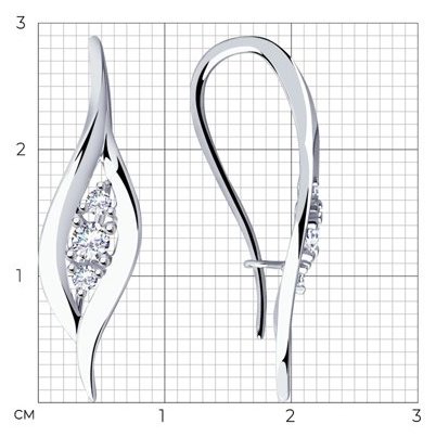 Серьги Diamant 94-120-00873-1 вес 2.47 г серебро, фианит купить,NaN