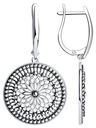 Серьги Diamant 95-121-01112-1 вес 4.74 г серебро, без вставок купить,NaN