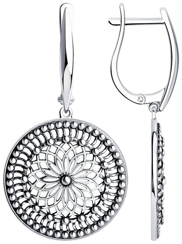 Серьги Diamant 95-121-01112-1 вес 5.22 г серебро, без вставок купить,NaN