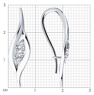 Серьги Diamant 94-120-00873-1 вес 2.49 г серебро, фианит купить,NaN
