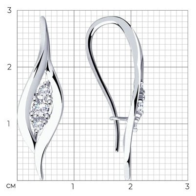 Серьги Diamant 94-120-00873-1 вес 2.49 г серебро, фианит купить,NaN
