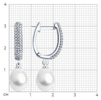 Серьги Diamant 94-320-01952-1 вес 5.68 г серебро, жемчуг, фианит купить,NaN