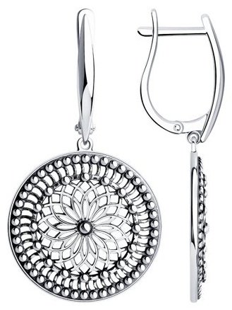 Серьги Diamant 95-121-01112-1 вес 5.36 г серебро, без вставок купить,NaN