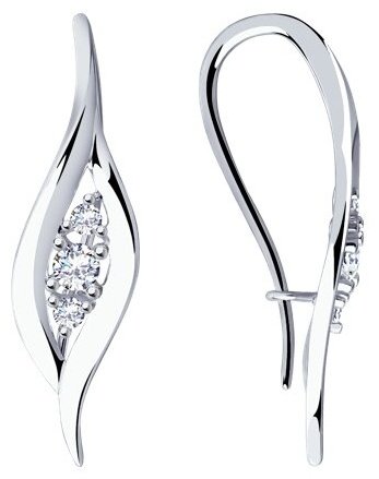 Серьги Diamant 94-120-00873-1 вес 2.55 г серебро, фианит купить,NaN