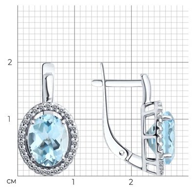 Серьги Diamant 94-320-01999-1 вес 3.51 г серебро, топаз, фианит купить,NaN