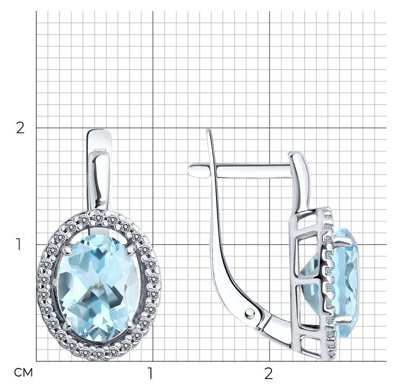 Серьги Diamant 94-320-01999-1 вес 3.51 г серебро, топаз, фианит купить,NaN