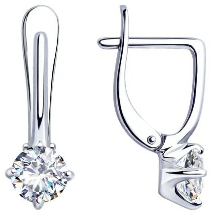Серьги Diamant 94-120-01648-1 вес 2.2 г серебро, фианит купить,NaN