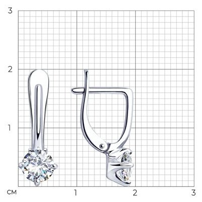 Серьги Diamant 94-120-01648-1 вес 2.2 г серебро, фианит купить,NaN
