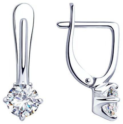 Серьги Diamant 94-120-01648-1 вес 2.22 г серебро, фианит купить,NaN