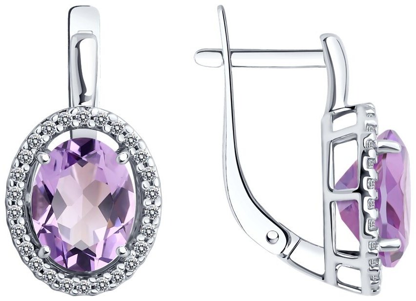 Серьги Diamant 94-320-01999-2 вес 3.24 г серебро, фианит купить,NaN