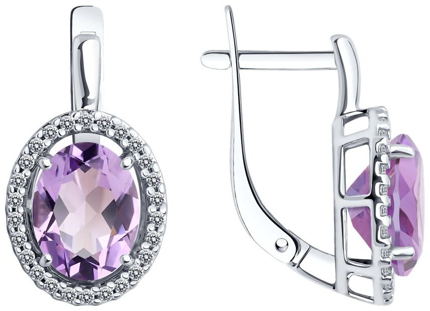 Серьги Diamant 94-320-01999-2 вес 3.24 г серебро, фианит купить,NaN