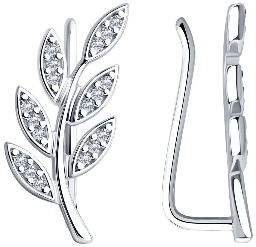 Серьги Diamant 94-120-01046-1 вес 2.17 г серебро, фианит купить,NaN