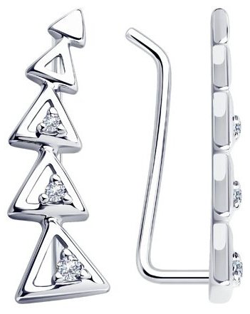Серьги Diamant 94-120-01168-1 вес 1.37 г серебро, фианит купить,NaN