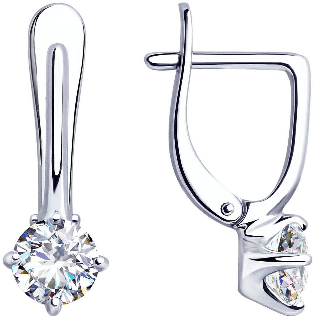 Серьги Diamant 94-120-01648-1_2,25 вес 2.25 г серебро, фианит купить,NaN
