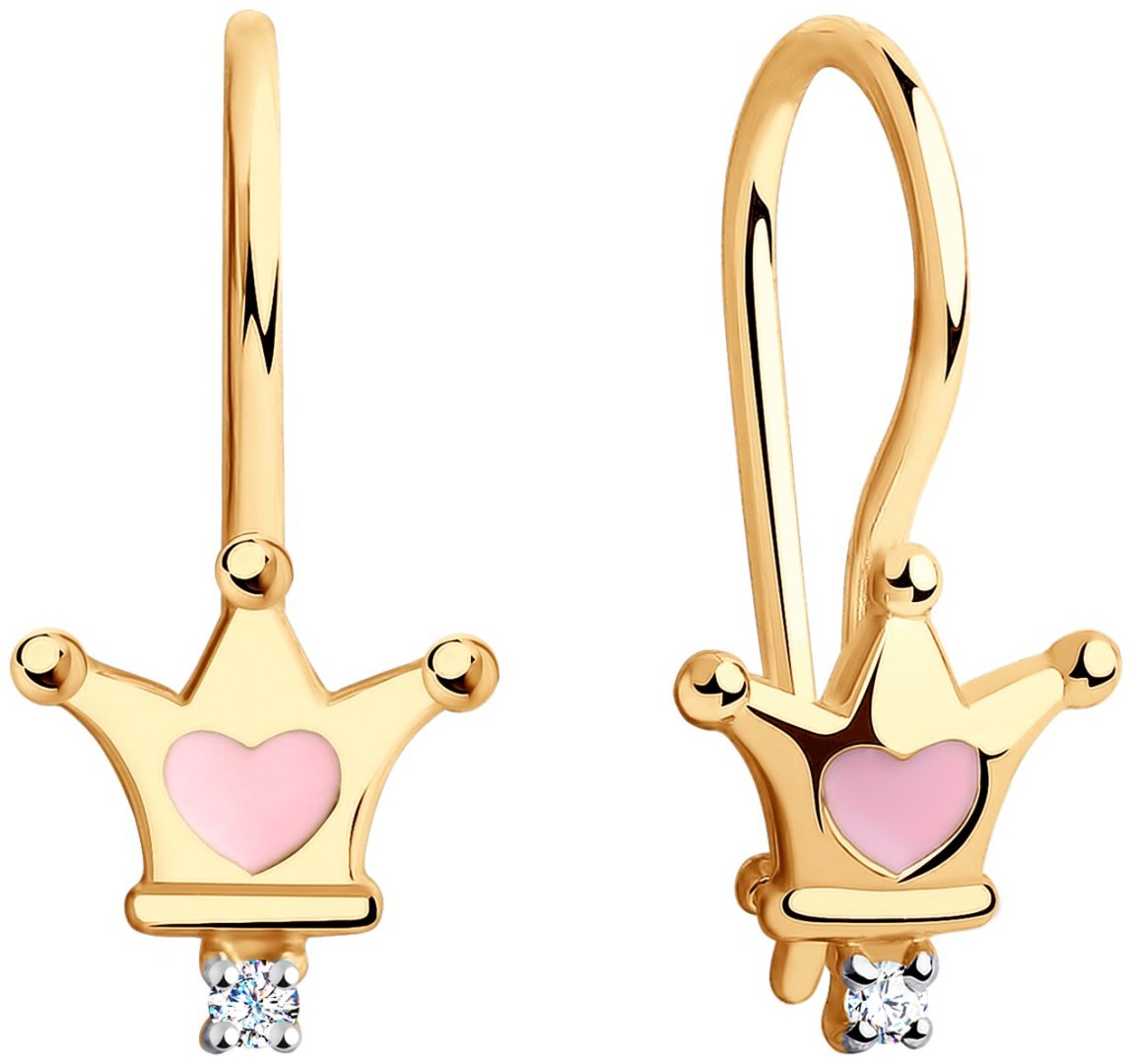 Серьги Diamant 51-120-00685-1 вес 0.91 г золото, эмаль купить,NaN