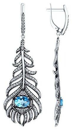 Серьги Diamant 95-321-02045-1 вес 9.57 г серебро, фианит, топаз купить,NaN