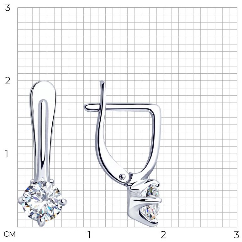 Серьги Diamant 94-120-01648-1_2,26 вес 2.26 г серебро, фианит купить,NaN