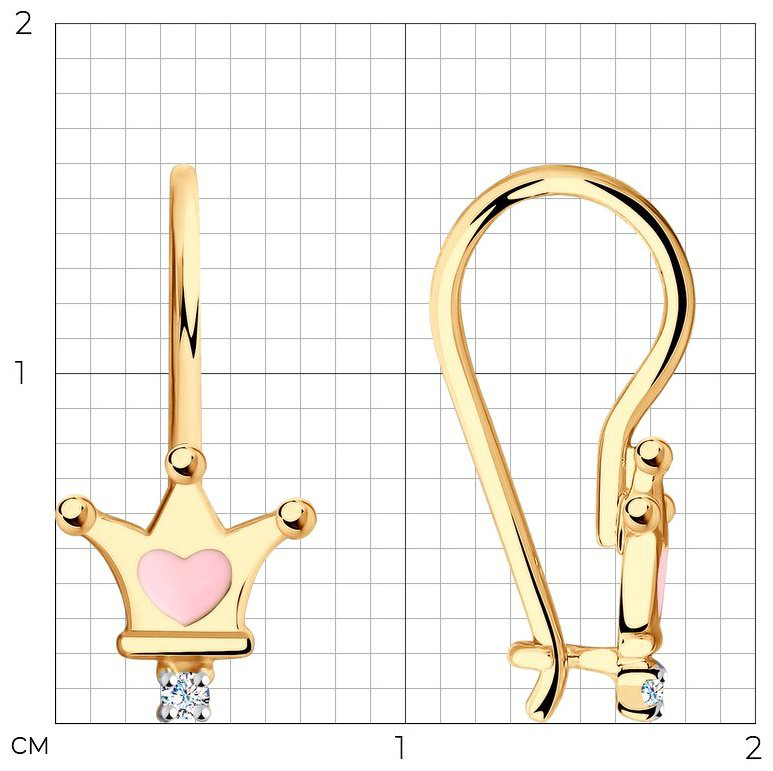 Серьги Diamant 51-120-00685-1 вес 0.91 г золото, эмаль купить,NaN