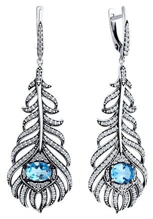 Серьги Diamant 95-321-02045-1 вес 9.57 г серебро, фианит, топаз купить,NaN
