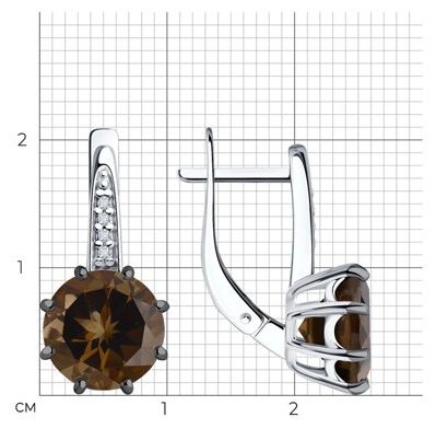 Серьги Diamant 94-320-02040-3_s вес 3.4 г серебро, фианит, раухтопаз купить,NaN