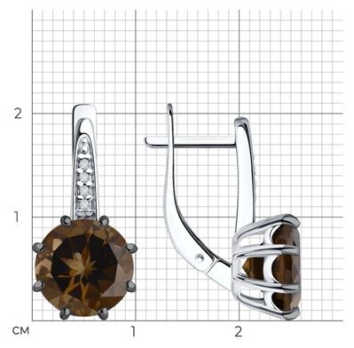 Серьги Diamant 94-320-02040-3_s вес 3.4 г серебро, фианит, раухтопаз купить,NaN