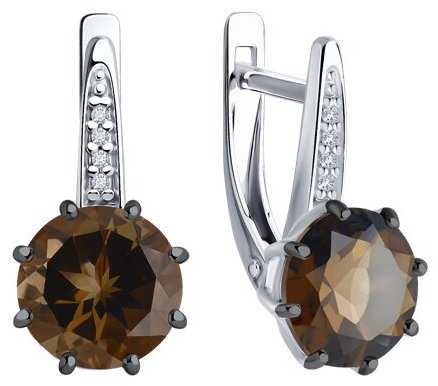 Серьги Diamant 94-320-02040-3_s вес 3.4 г серебро, фианит, раухтопаз купить,NaN