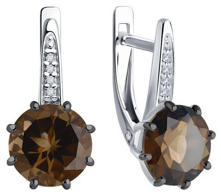 Серьги Diamant 94-320-02040-3_s вес 3.4 г серебро, фианит, раухтопаз купить,NaN