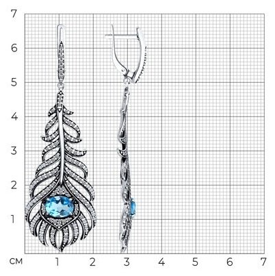Серьги Diamant 95-321-02045-1 вес 9.57 г серебро, фианит, топаз купить,NaN