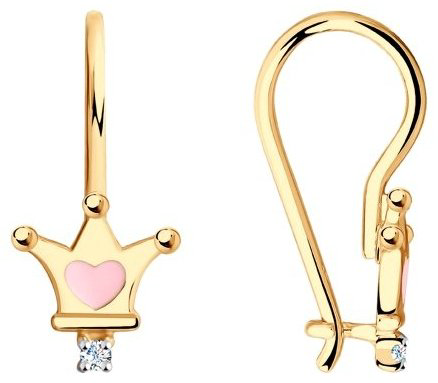 Серьги Diamant 51-120-00685-1 вес 0.98 г золото, фианит купить,NaN