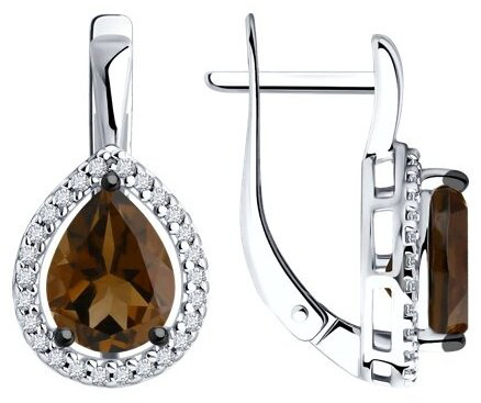 Серьги Diamant 94-320-02047-2_s вес 3.49 г серебро, фианит, раухтопаз купить,NaN