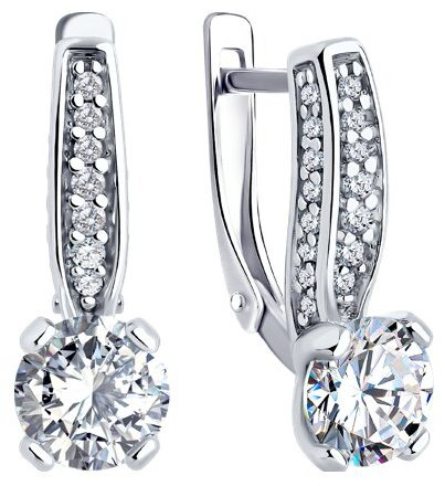 Серьги Diamant 94-120-02639-1 вес 3.33 г серебро, фианит купить,NaN