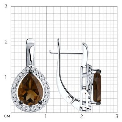 Серьги Diamant 94-320-02047-2_s вес 3.49 г серебро, фианит, раухтопаз купить,NaN