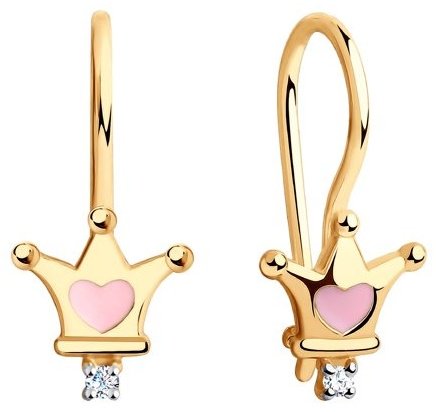 Серьги Diamant 51-120-00685-1 вес 1 г золото, фианит, эмаль купить,NaN