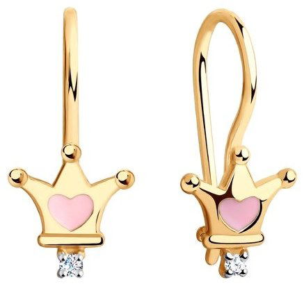 Серьги Diamant 51-120-00685-1 вес 1 г золото, фианит, эмаль купить,NaN