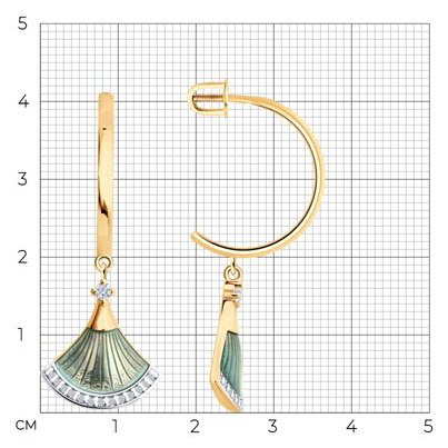 Серьги Diamant 93-122-02298-1 вес 4.19 г серебро, эмаль купить,NaN