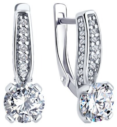 Серьги Diamant 94-120-02639-1 вес 3.33 г серебро, фианит купить,NaN