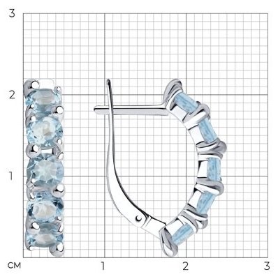 Серьги Diamant 94-320-00346-1 вес 3.37 г серебро, топаз купить,NaN