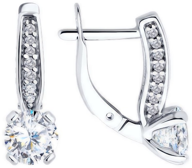 Серьги Diamant 94-120-02639-1_3,18 вес 3.18 г серебро, фианит купить,NaN