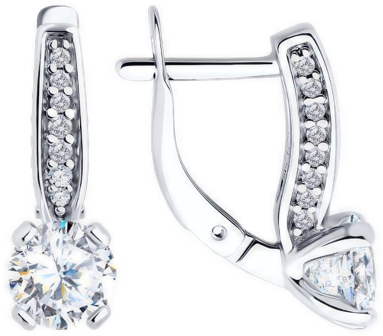 Серьги Diamant 94-120-02639-1_3,18 вес 3.18 г серебро, фианит купить,NaN