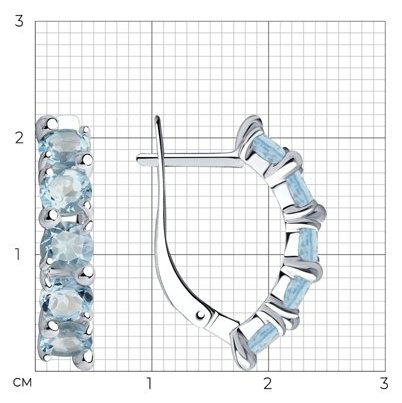Серьги Diamant 94-320-00346-1 вес 3.4 г серебро, топаз купить,NaN