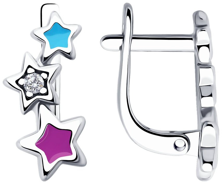 Серьги Diamant 94-120-02694-1 вес 1.39 г серебро, эмаль купить,NaN