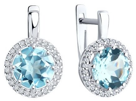 Серьги Diamant 94-320-02052-1 вес 3.86 г серебро, топаз купить,NaN