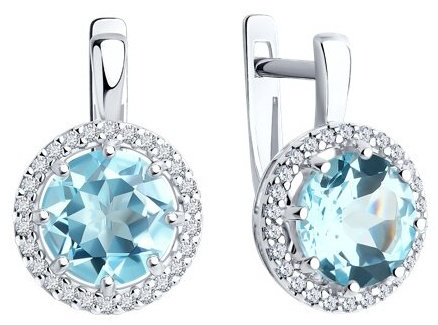Серьги Diamant 94-320-02052-1 вес 3.86 г серебро, топаз купить,NaN