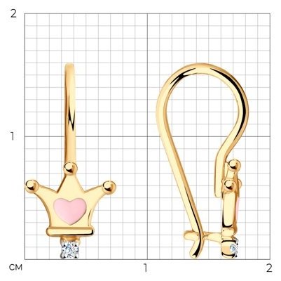 Серьги Diamant 51-120-00685-1 вес 1 г золото, фианит, эмаль купить,NaN
