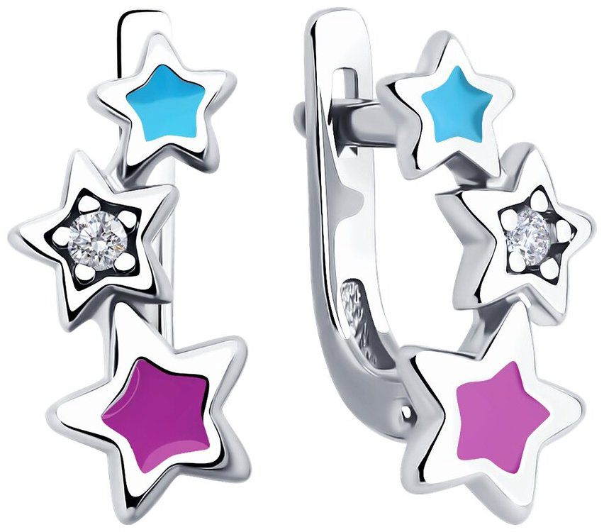 Серьги Diamant 94-120-02694-1 вес 1.39 г серебро, эмаль купить,NaN